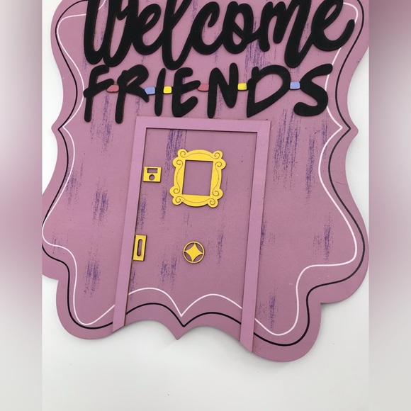 Brand New FRIENDS Welcome Sign “Welcome Friends” Purple Black and Yellow - Picture 3 of 4